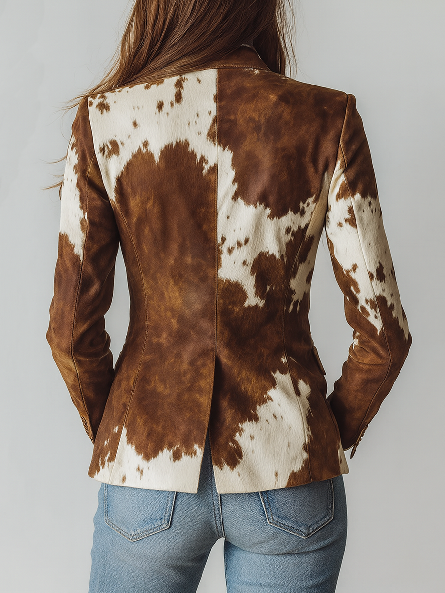 Lesley | Vintage Cow Print Blazer