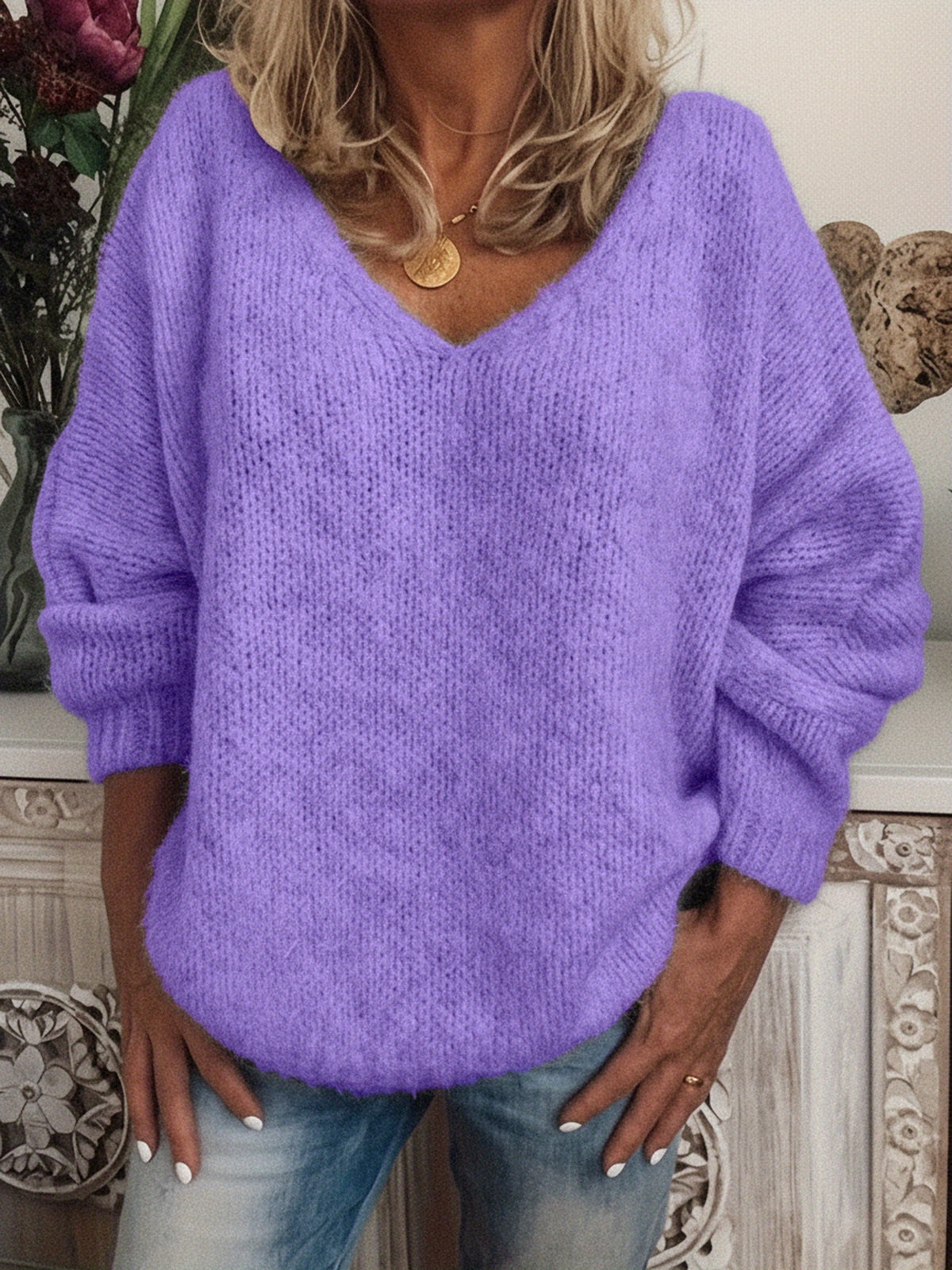 Sandra | Chunky Knit V-Neck Sweater