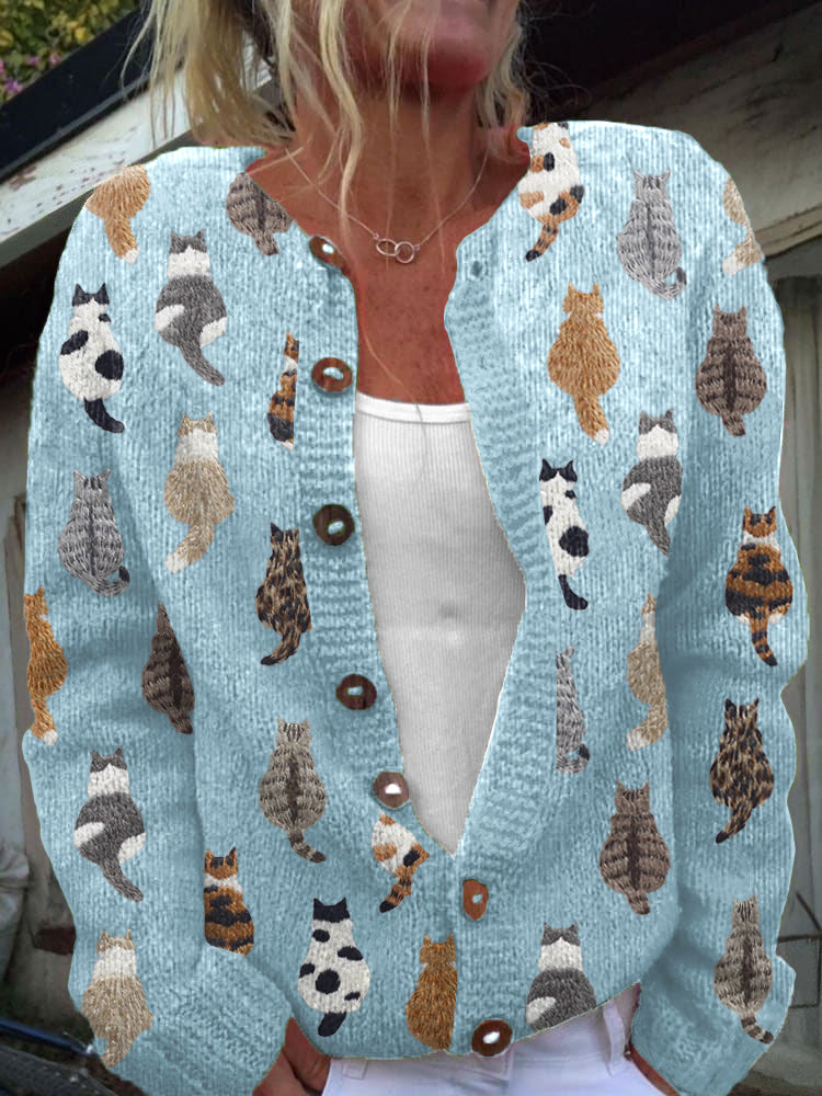 Clementine | Cosy Cat Print Cardigan