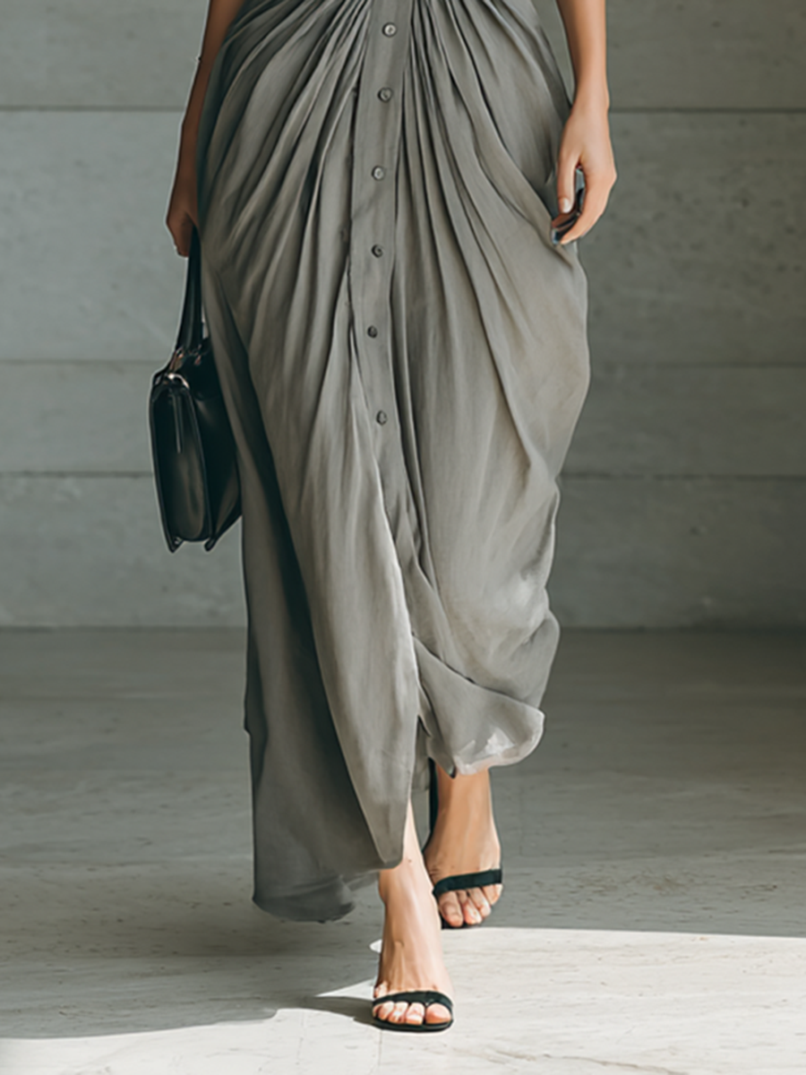 Sylvia | Long Pleated Dress