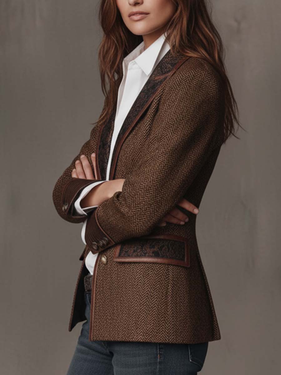 Ottilie | Blazer with Printed Chevron Inserts