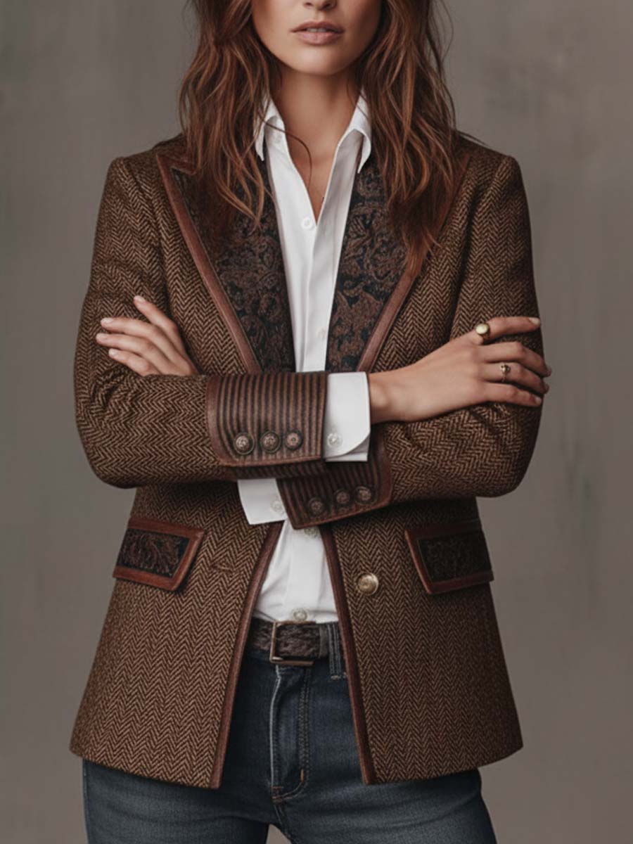 Ottilie | Blazer with Printed Chevron Inserts