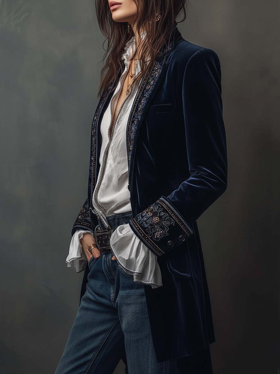Bethany | Long Embroidered Vintage Coat