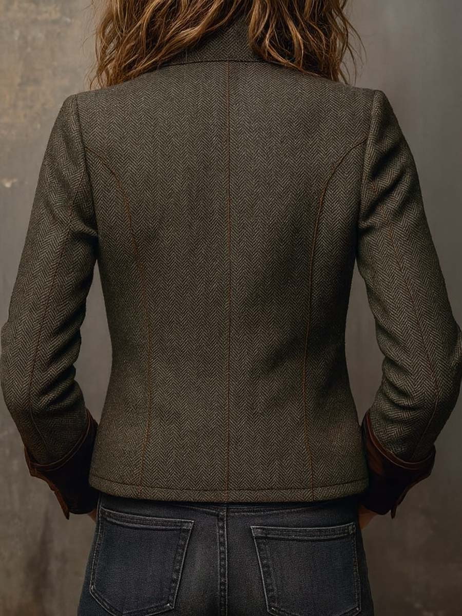 Clarissa | Vintage Blazer with Contrast Chevron Trim