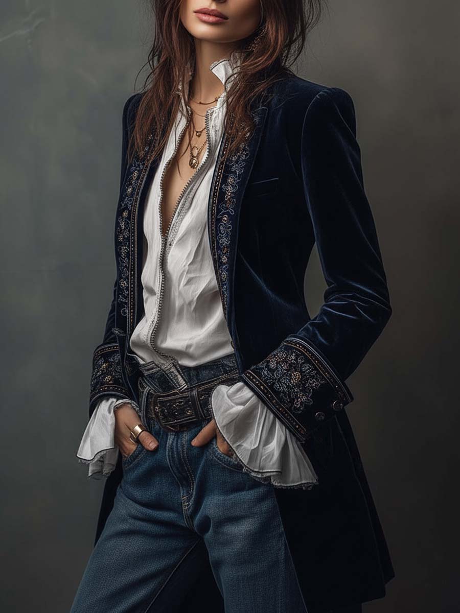 Bethany | Long Embroidered Vintage Coat