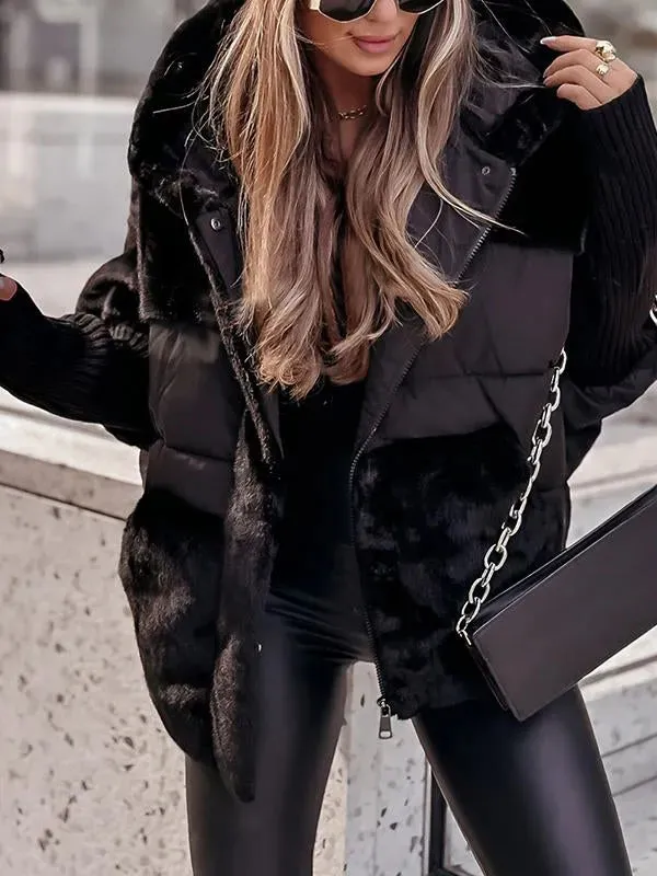 Maude | Quilted Puffer Coat with Plush Panels