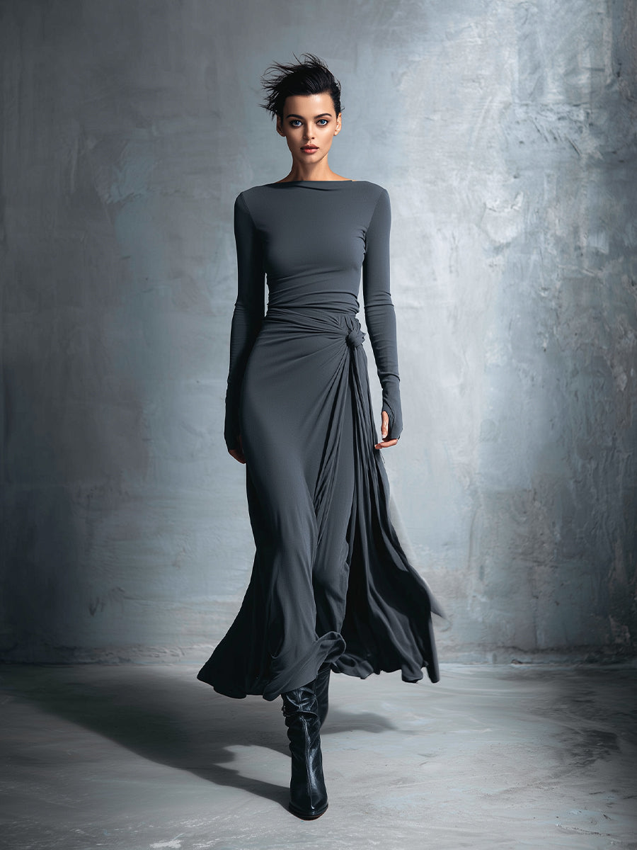 Martha | Maxi Wrap Dress with Knot Detail