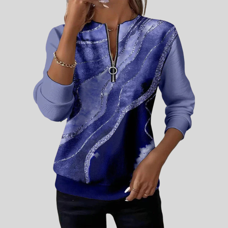 Beatrice | Artful Zip-Neck Sweatshirt
