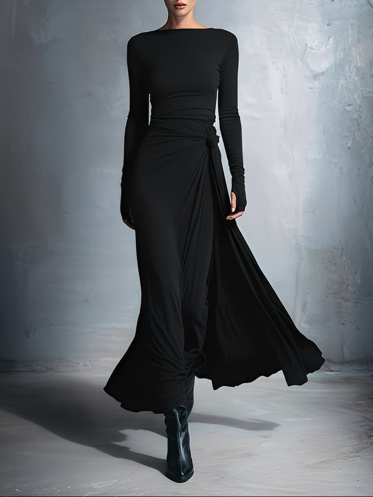 Martha | Maxi Wrap Dress with Knot Detail