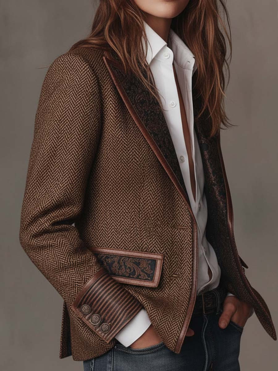 Ottilie | Blazer with Printed Chevron Inserts