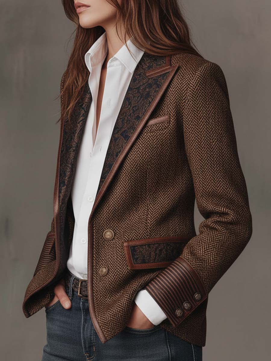 Ottilie | Blazer with Printed Chevron Inserts
