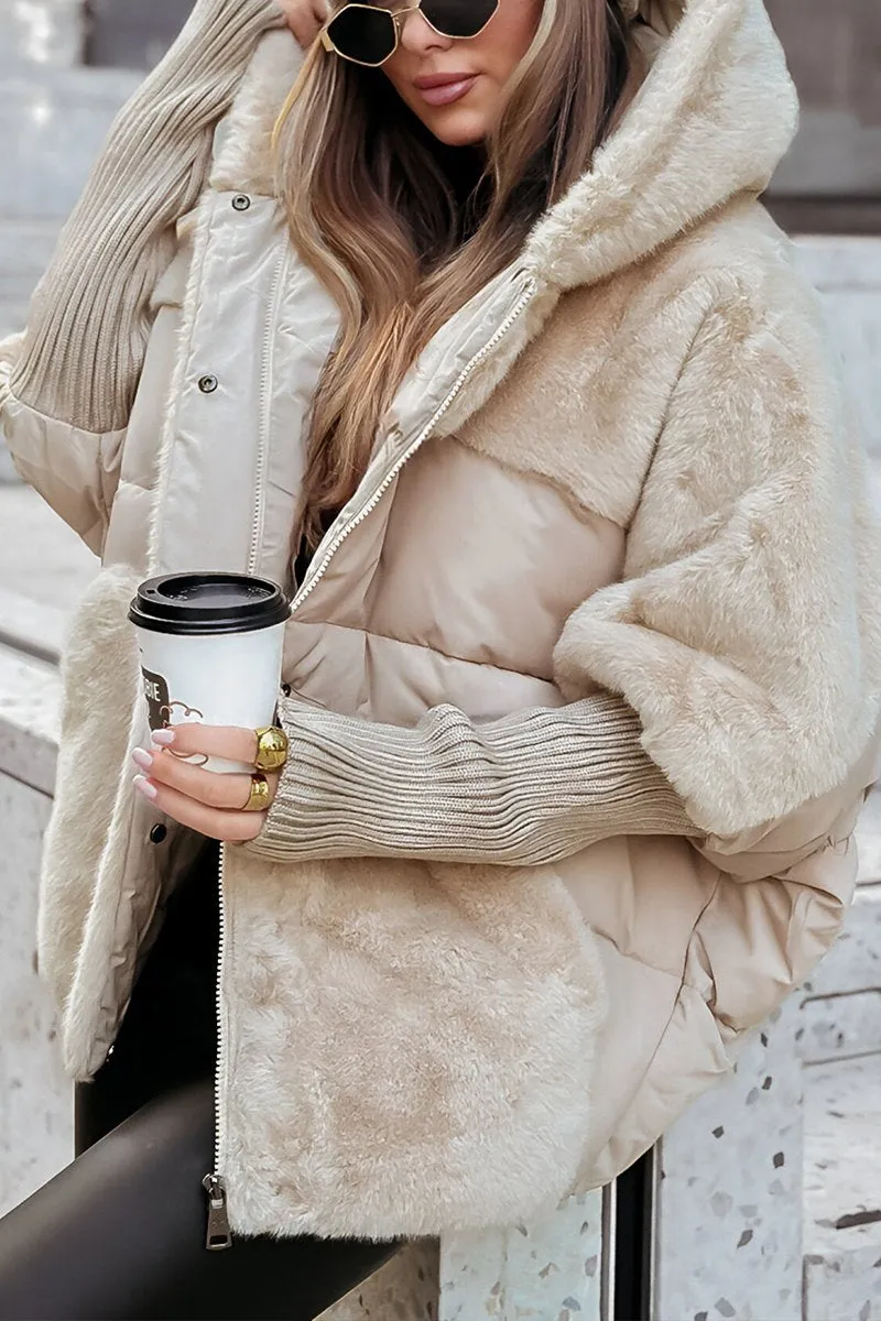 Maude | Quilted Puffer Coat with Plush Panels