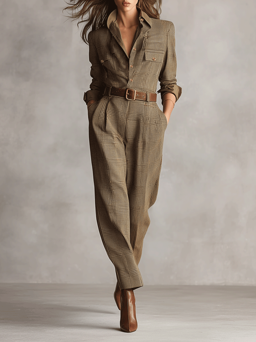 Jane | Check Jumpsuit with Refined Details