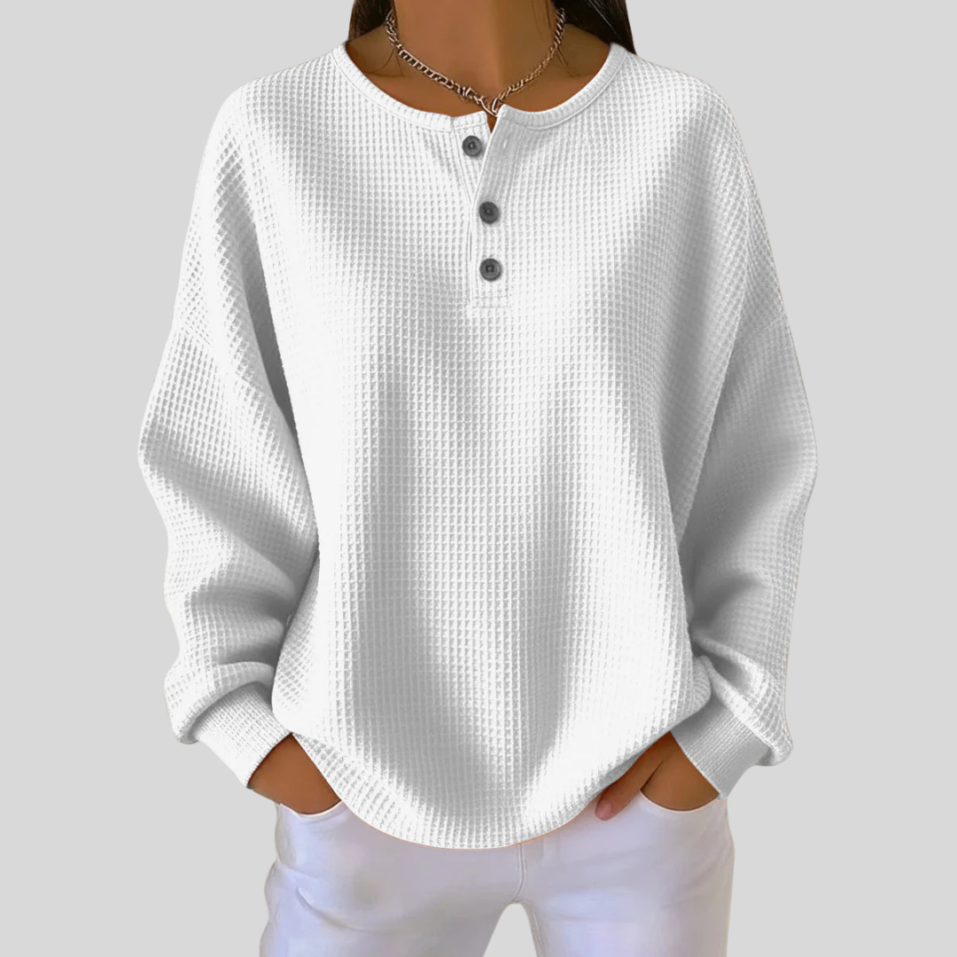 Rosalind | Relaxed Waffle-Knit Henley Top