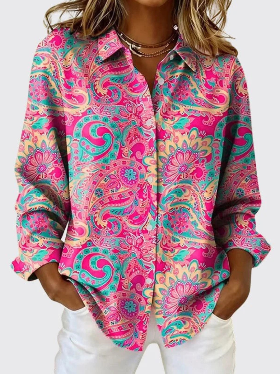 Katherine | Paisley Print Button-Up Blouse