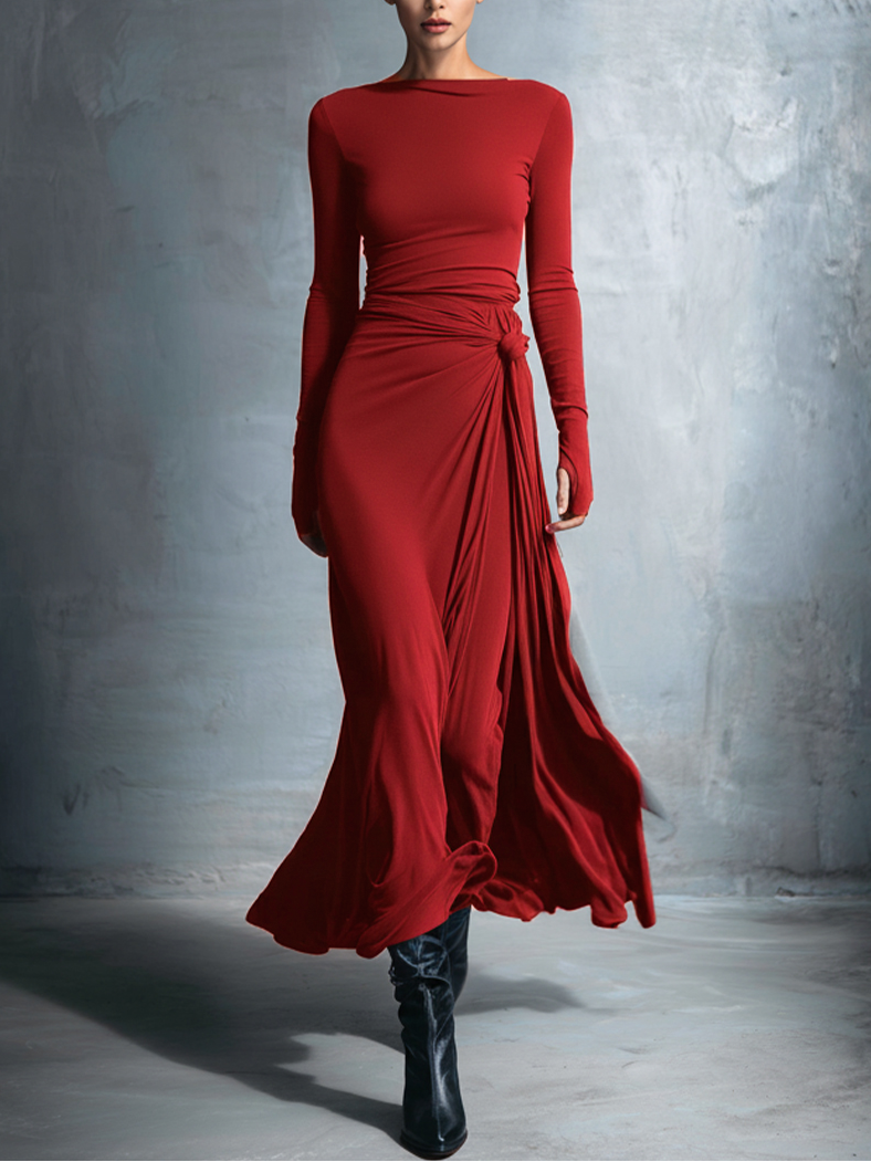 Martha | Maxi Wrap Dress with Knot Detail