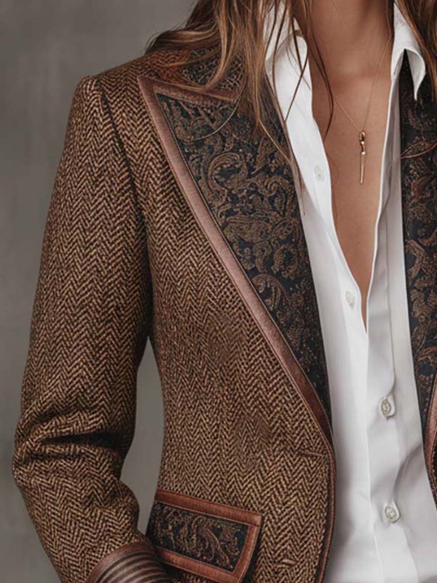 Ottilie | Blazer with Printed Chevron Inserts