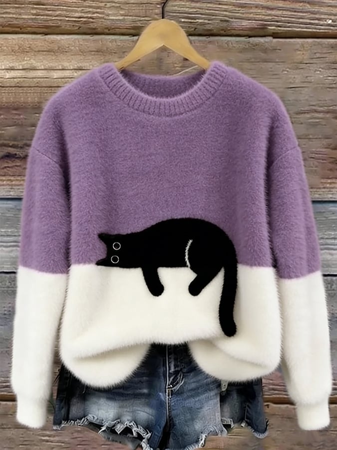 Evelyn | Cat Motif Oversized Sweater