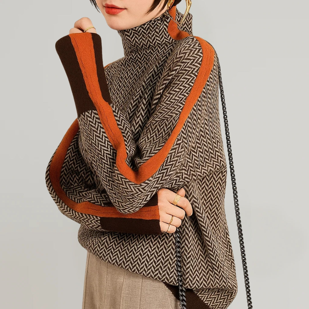 Rowena | Striped High-Neck Sweater