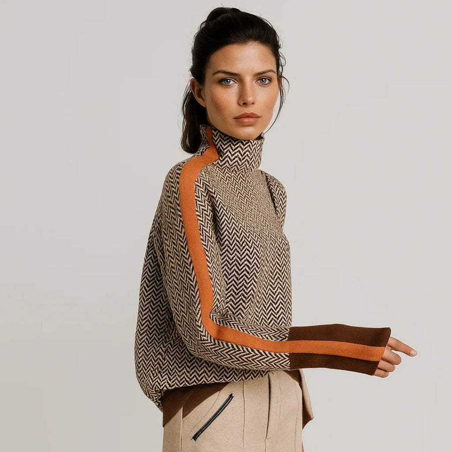 Rowena | Striped High-Neck Sweater