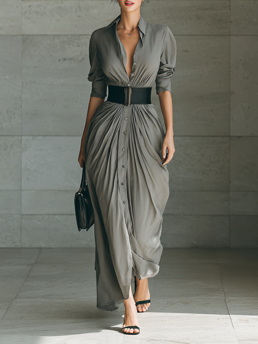 Sylvia | Long Pleated Dress