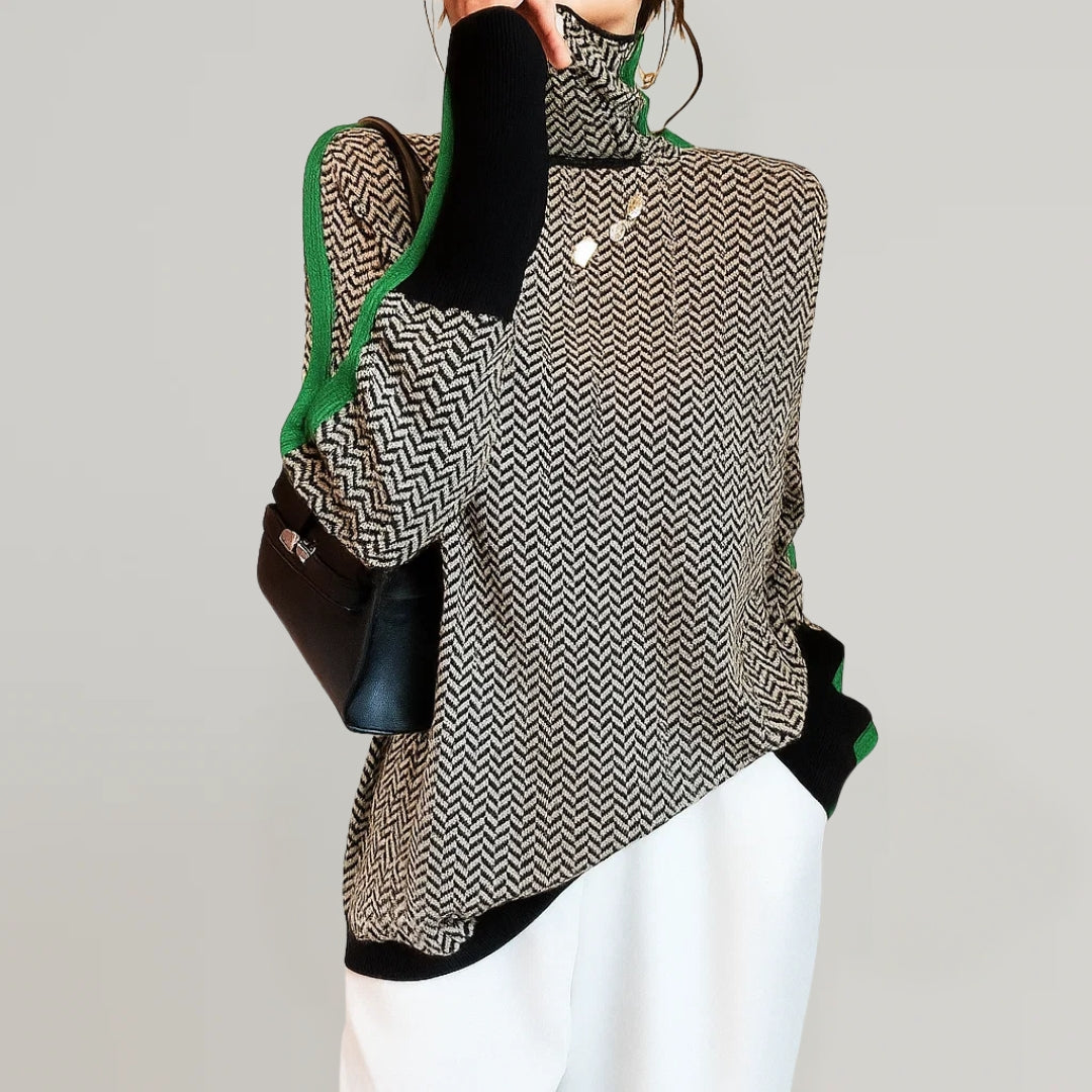 Rowena | Striped High-Neck Sweater