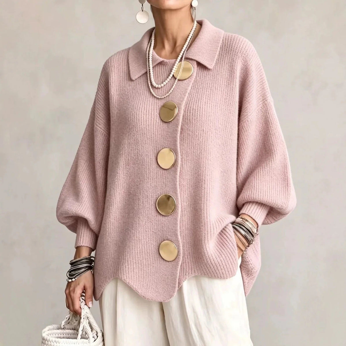 Gwendolen | Oversized Collared Button Cardigan