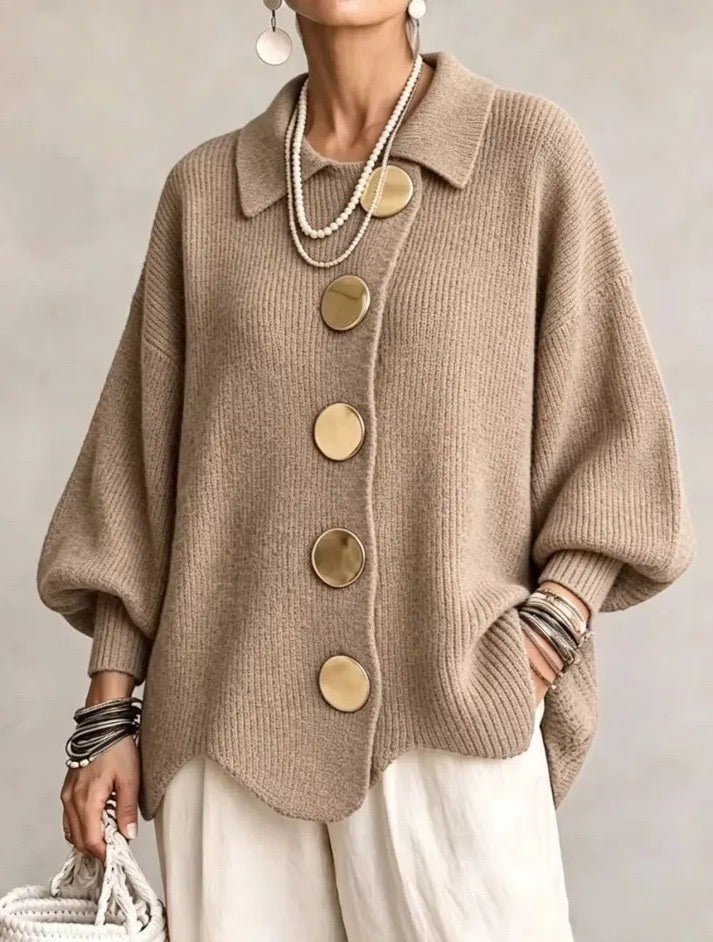 Gwendolen | Oversized Collared Button Cardigan