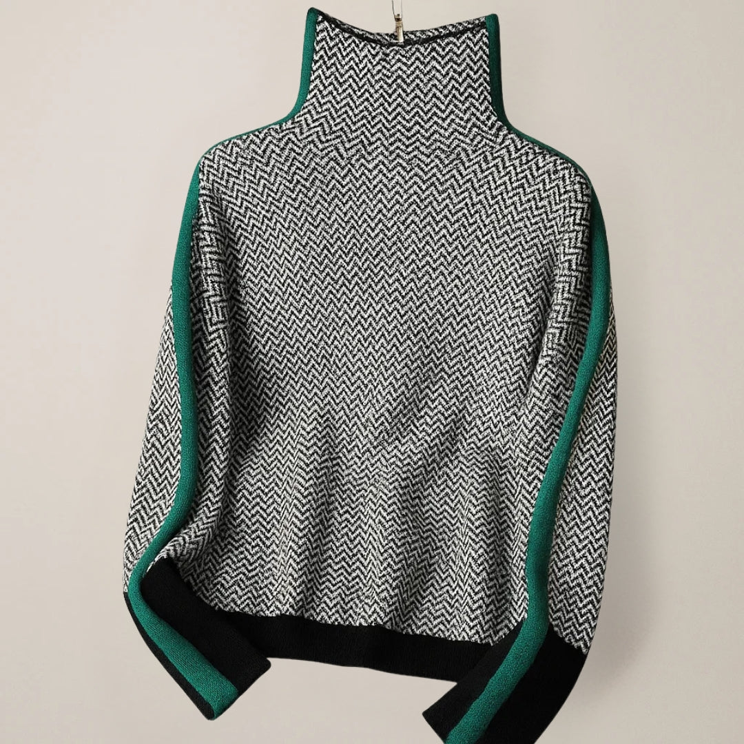 Rowena | Striped High-Neck Sweater