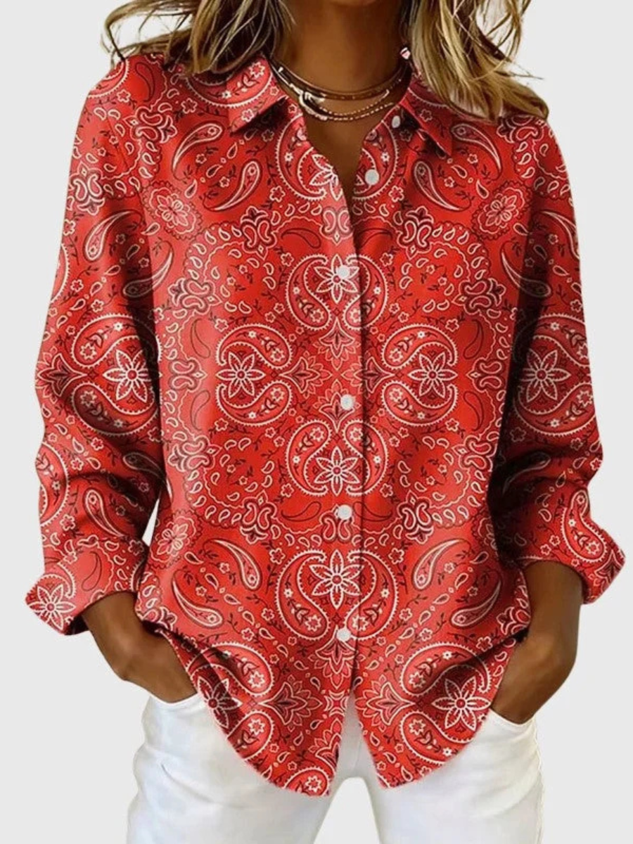 Katherine | Paisley Print Button-Up Blouse