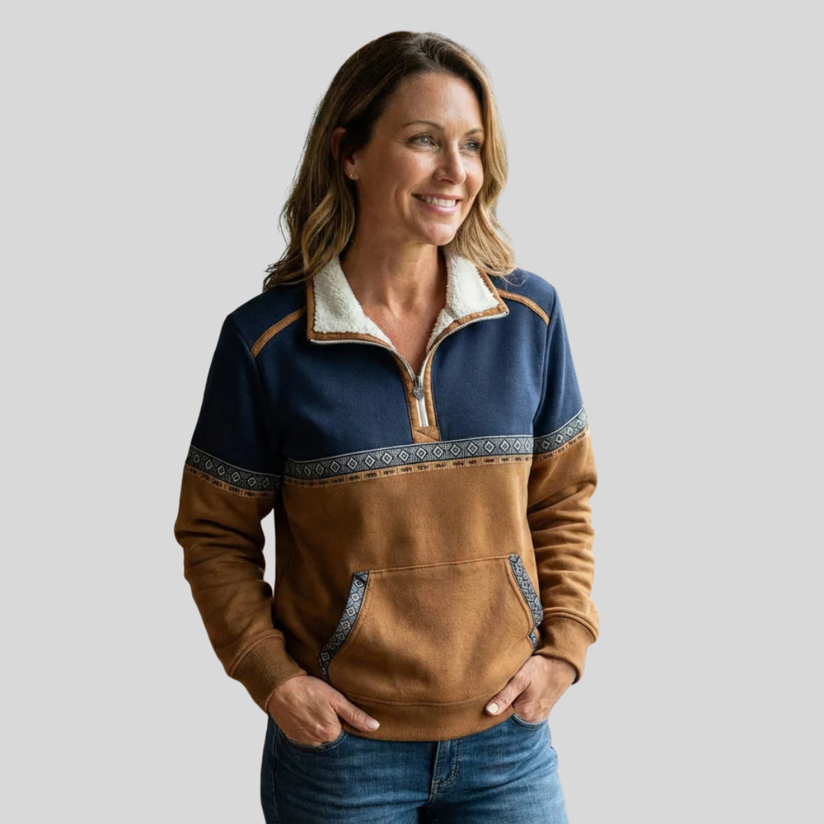 Mariana | Sherpa Collar Half-Zip Pullover