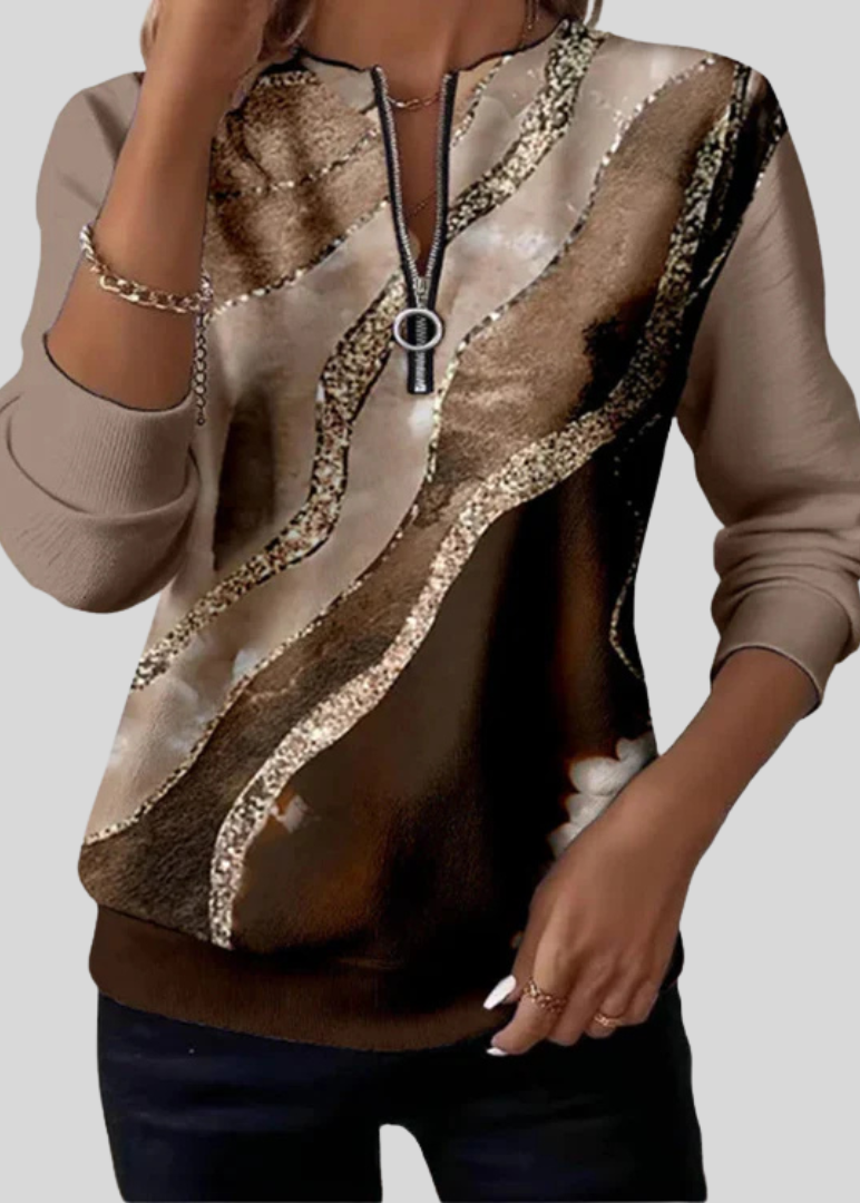 Alys | Wave Print Half-Zip Sweatshirt
