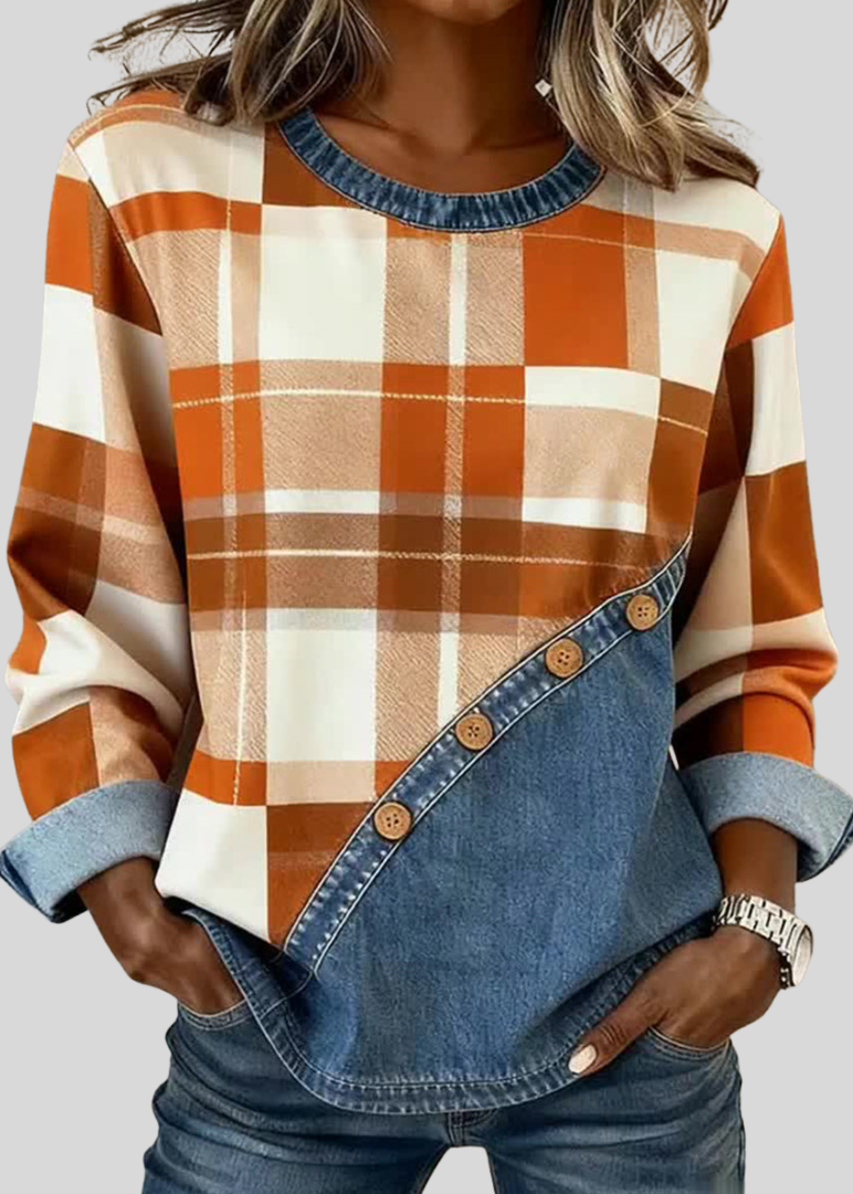 Cheryl | Patchwork Panel Pullover Top