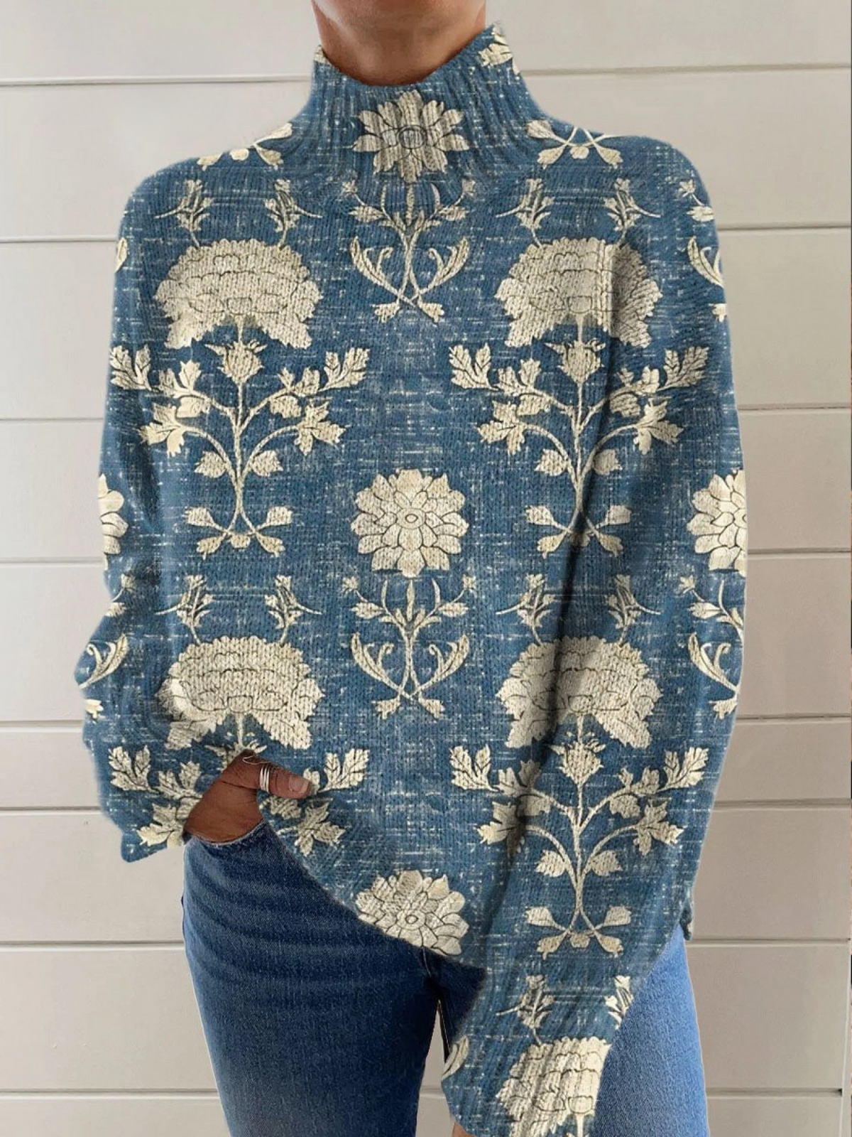 Faith | Timeless Floral Turtleneck