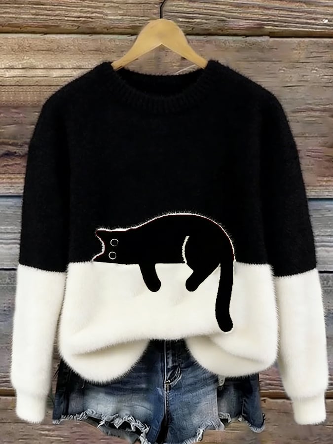 Evelyn | Cat Motif Oversized Sweater