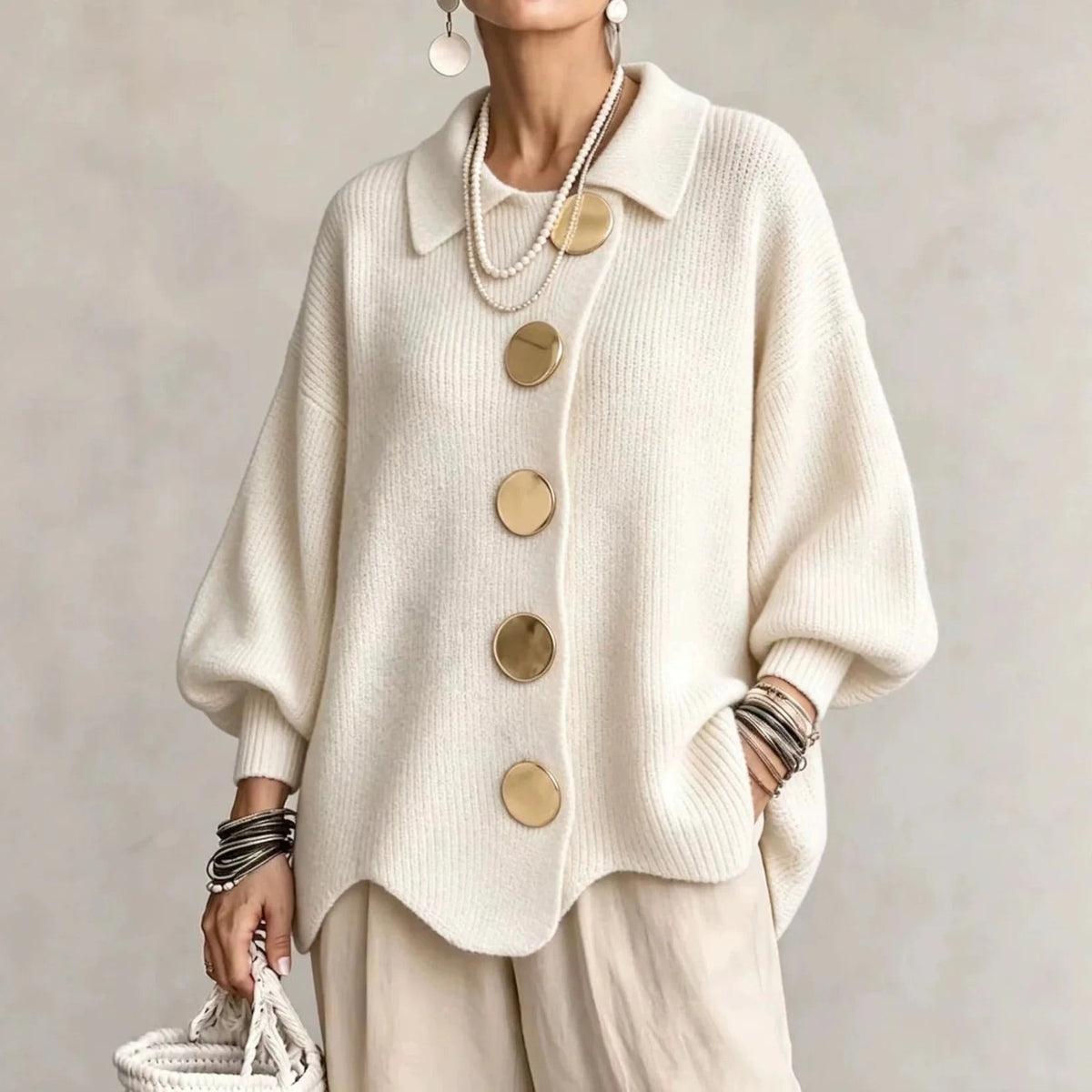 Gwendolen | Oversized Collared Button Cardigan