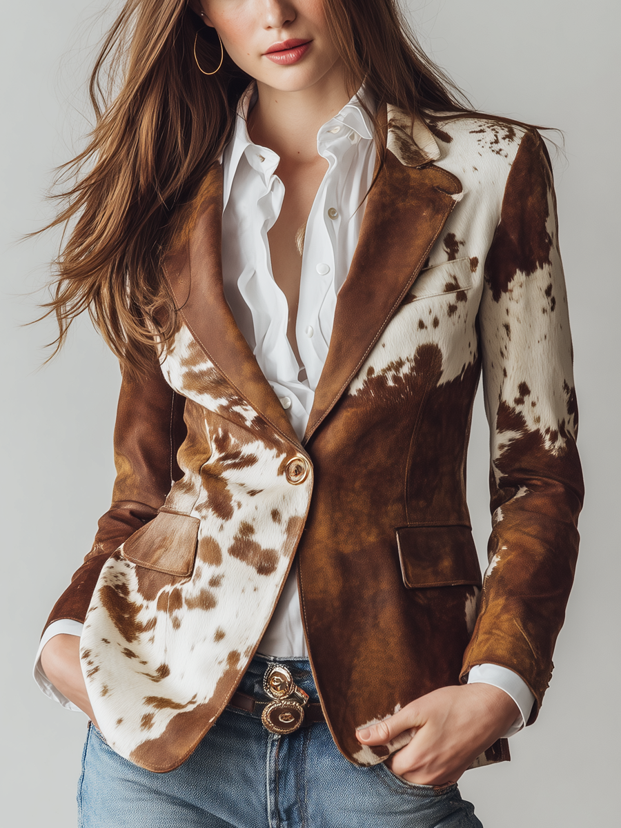 Lesley | Vintage Cow Print Blazer