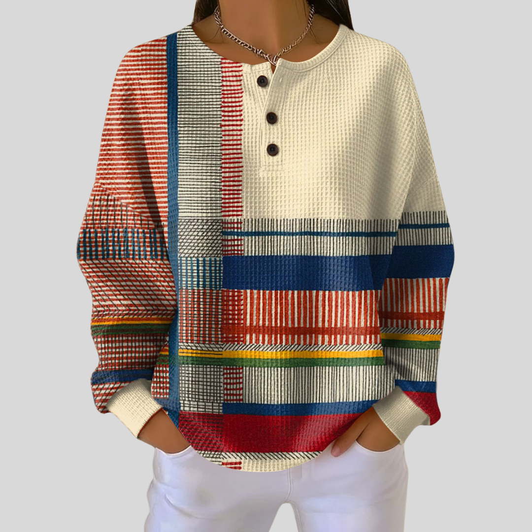 Marianne | Buttoned Henley Sweatshirt