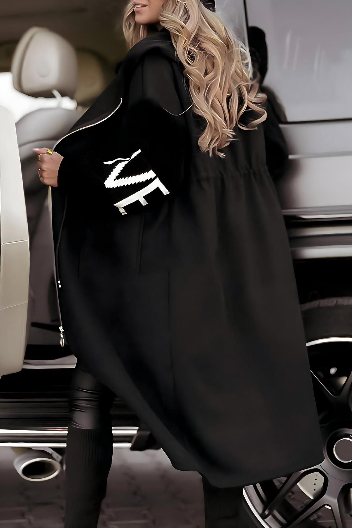 Clarice | Hooded Zip Coat with Knitted Sleeves