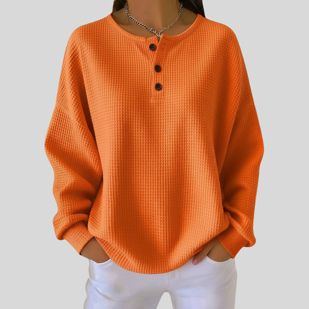 Rosalind | Relaxed Waffle-Knit Henley Top