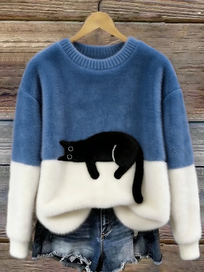 Evelyn | Cat Motif Oversized Sweater