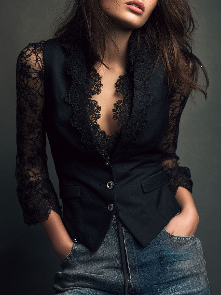 Rhona | Blazer with Semi-Sheer Sleeves