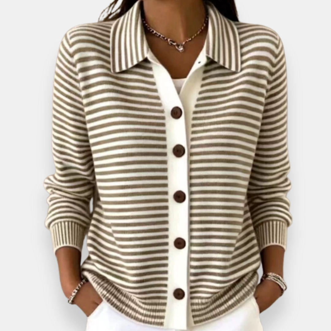 Pearl | Striped Button-Front Cardigan