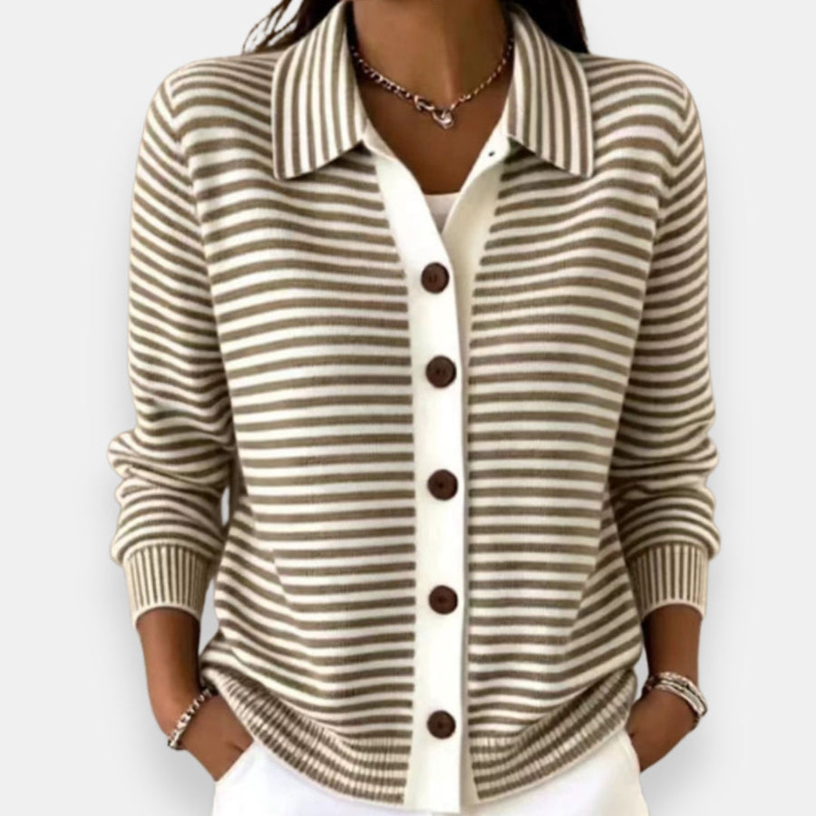 Pearl | Striped Button-Front Cardigan