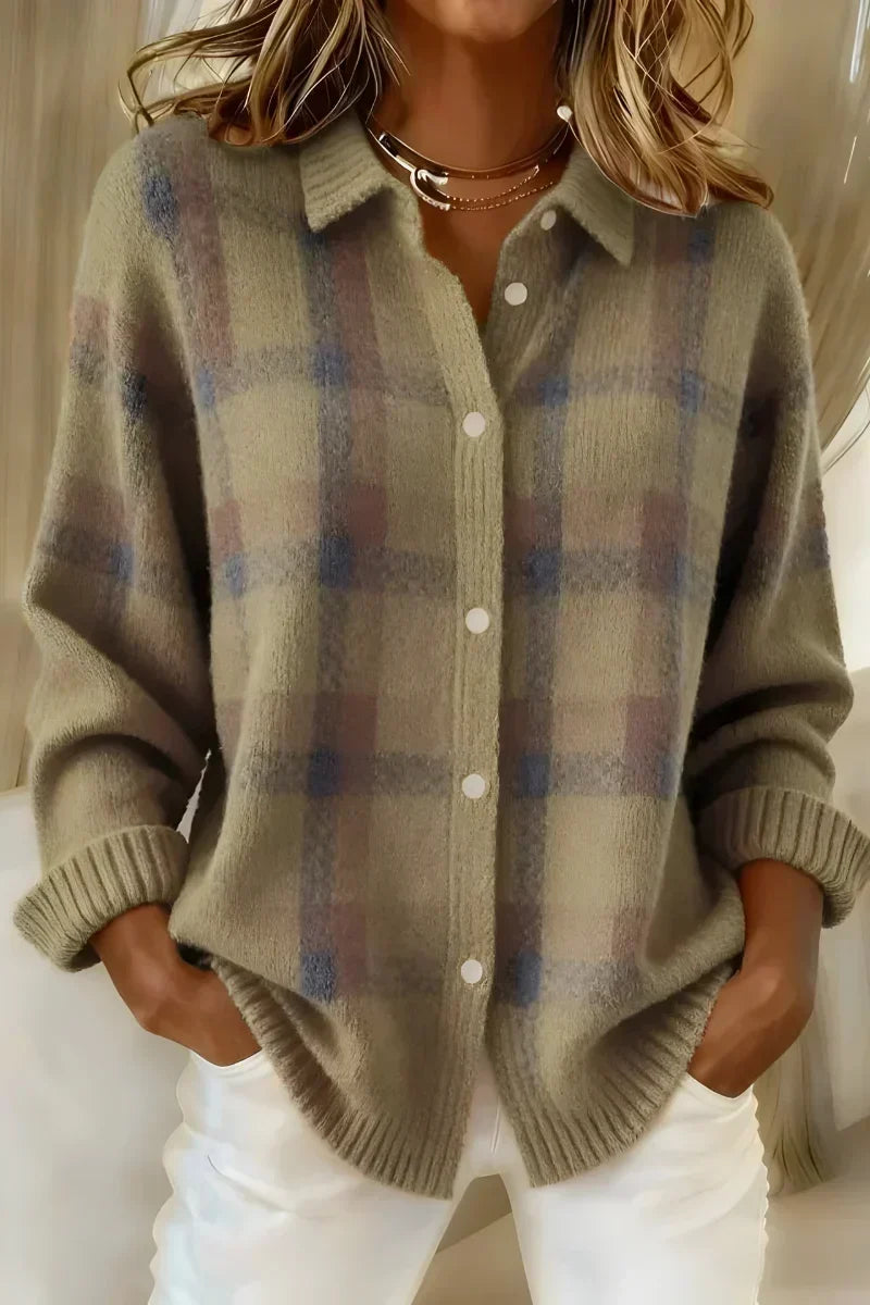 Gail | Cosy Checked Knit Cardigan