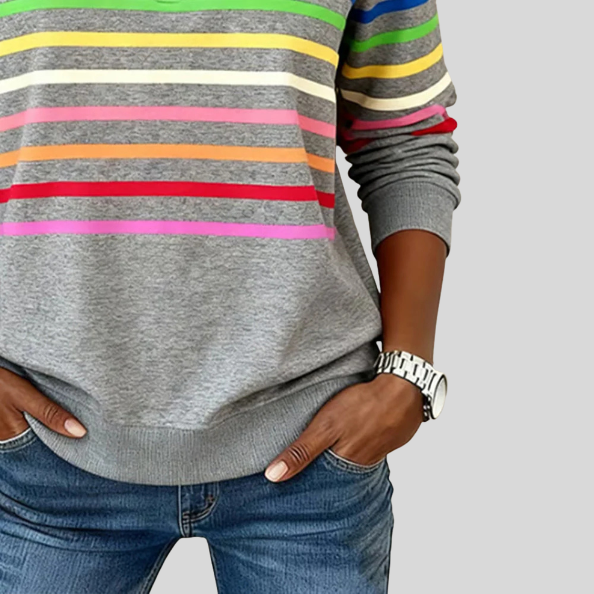 Cordelia | Striped Quarter-Zip Sweatshirt