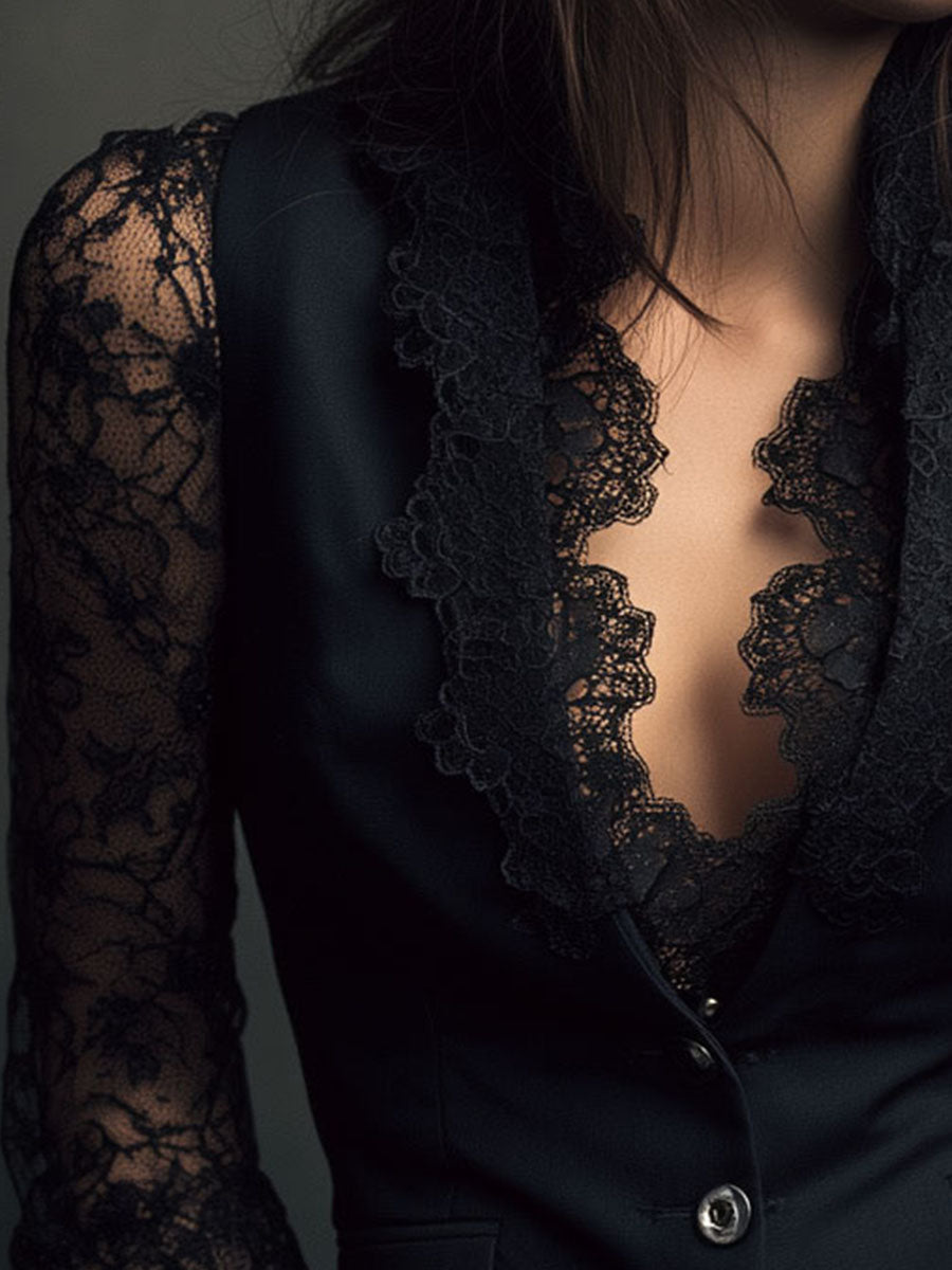 Rhona | Blazer with Semi-Sheer Sleeves