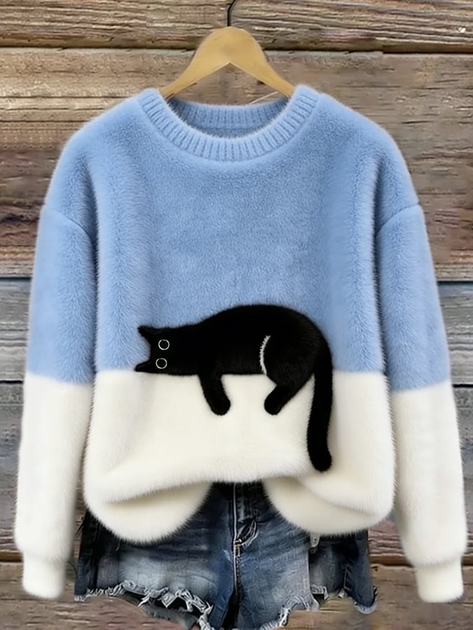 Evelyn | Cat Motif Oversized Sweater