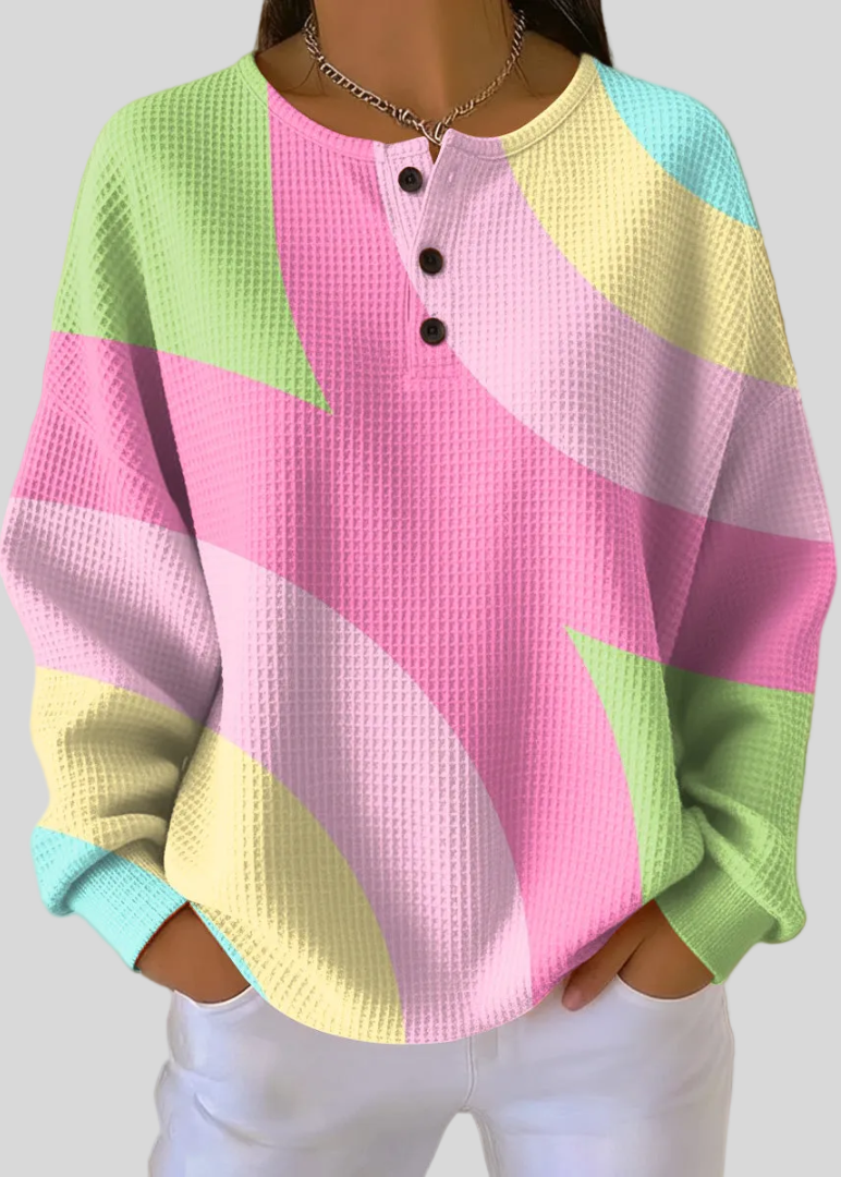 Venetia | Colour-Block Waffle-Knit Sweatshirt