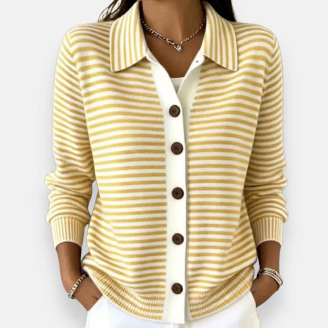 Pearl | Striped Button-Front Cardigan